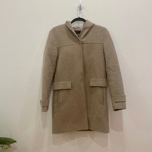 Zara Cream Wool Coat with Hood